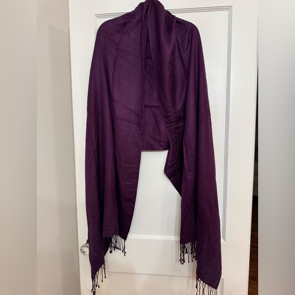 Pe’tanu plum front wool silk blend scarf wrap - Picture 1 of 4